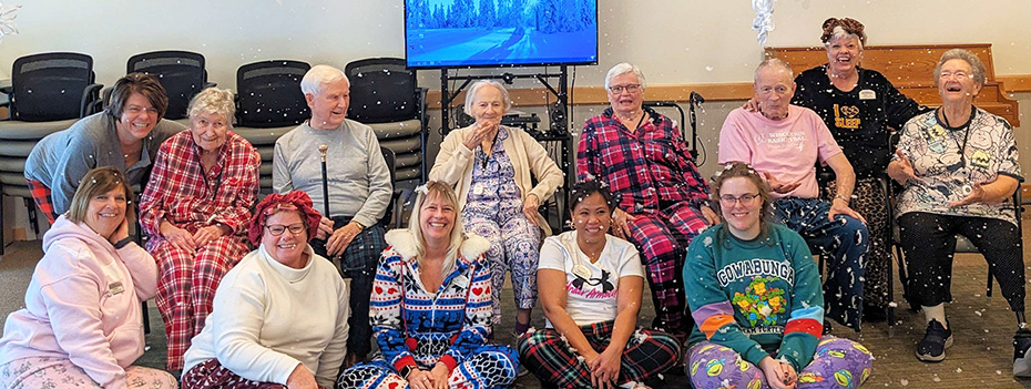 All Saints Seniors wore PJs all day and had sled rides for a special Snow Day!