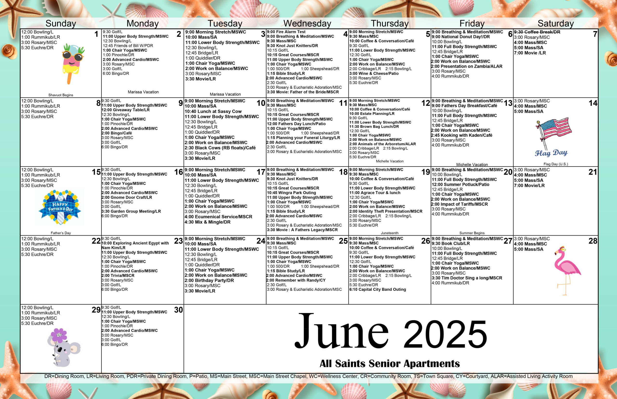 All Saints Senior Apartments June 2025 calendar