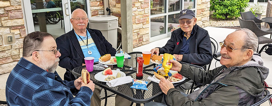All Saints Assisted Living men enjoyed a cookout on the patio for Father's Day.