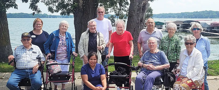 Assisted living residents enjoying summer outings